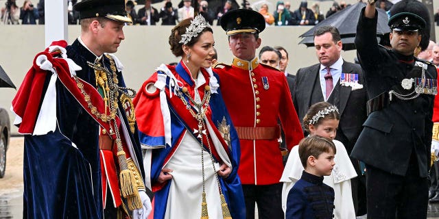 The Prince and Princess of Wales arrive for Britains King Charles and Queen Camillas coronation ceremony