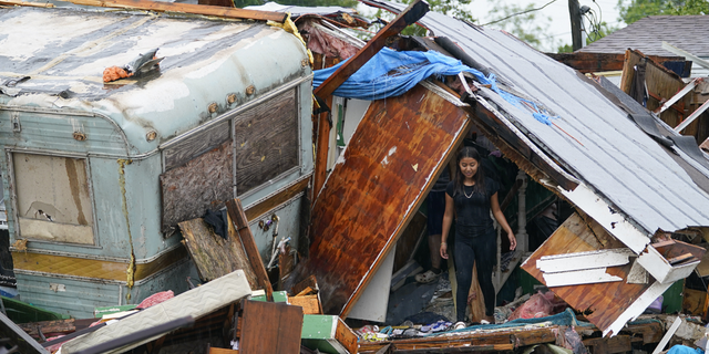 Damage from tornado in Laguna Heights, Texas