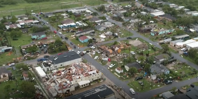 Drone footage showing Texas tornado aftermath