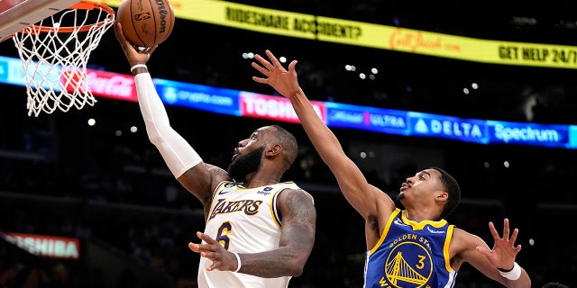 LeBron James goes for the layup