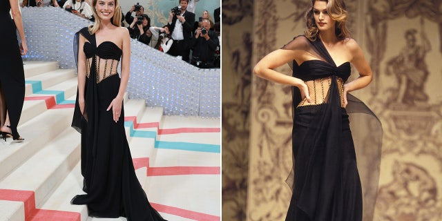 Margot Robbie wears Chanel gown first made famous by Cindy Crawford at the Met Gala