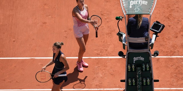 Marta Kostyuk leaves the court
