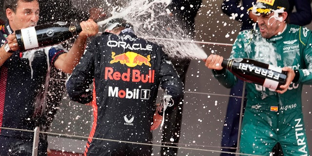 F1 drivers on the podium