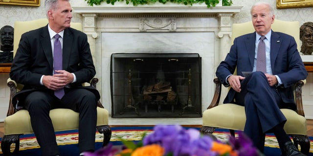 President Joe Biden meets with House Speaker Kevin McCarthy of Calif.