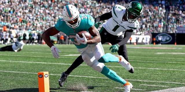 Raheem Mostert plays in game against the Jets