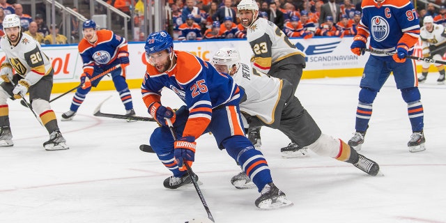 Darnell Nurse skates during a game