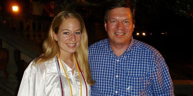 Natalee Holloway in graduation gown, left, with father