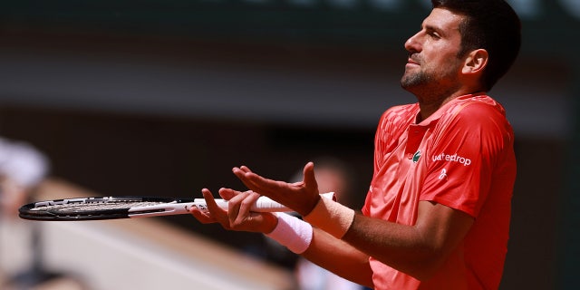 Novak Djokovic reacts during a match