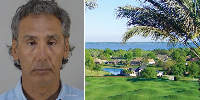 Orobitg's booking photo next to a shot of the golf club