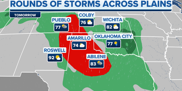 Rounds of storms across the Plains
