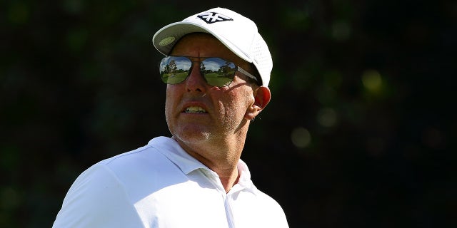 Phil Mickelson looks on course