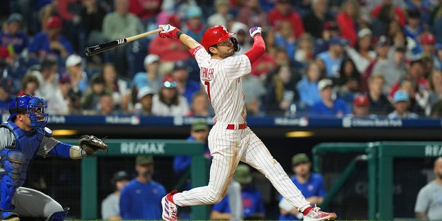 Trea Turner batted during the game