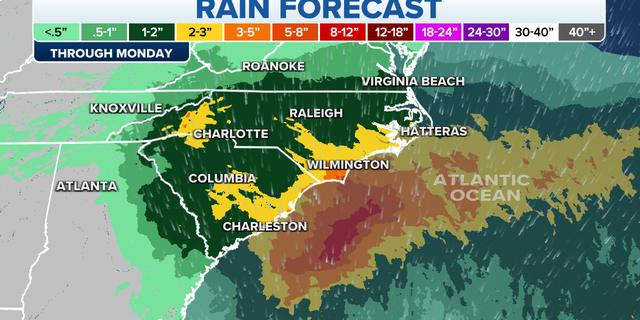 Rain forecast in the Mid-Atlantic and Southeast