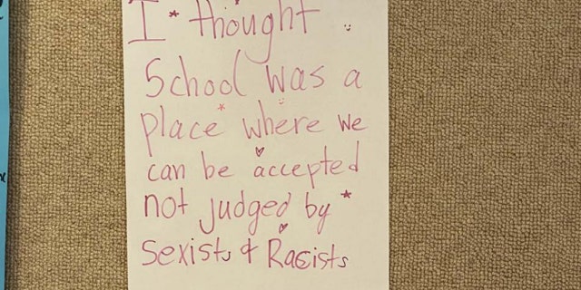 poster protesting teacher in school classroom
