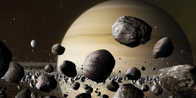 Ilustração de Saturno visto de seus anéis