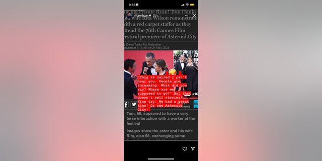 Rita Wilson shares on Instagram