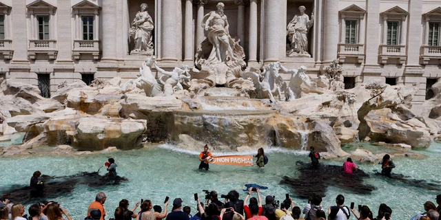 Protesta climática en la Fontana de Trevi