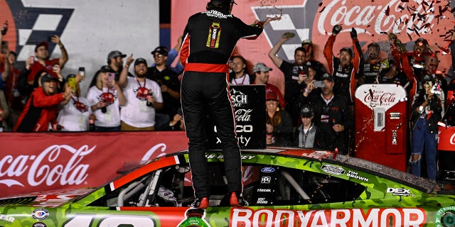 Ryan Blaney celebrates