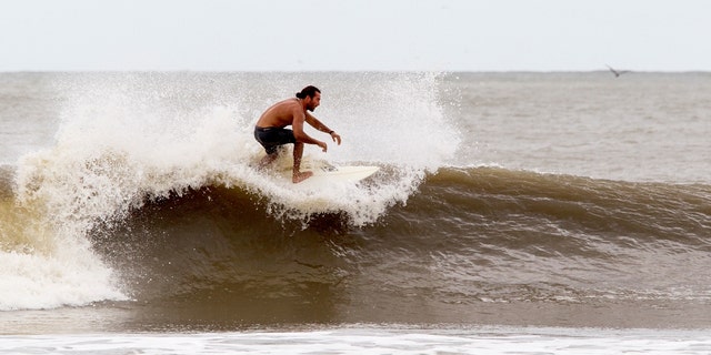 A surfer in Charleston, South Carolina