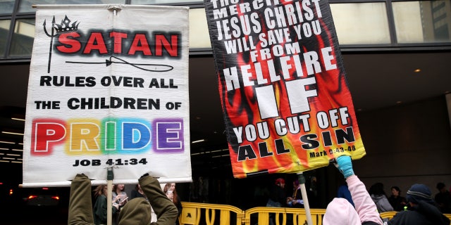 Protesters outside Boston's SatanCon