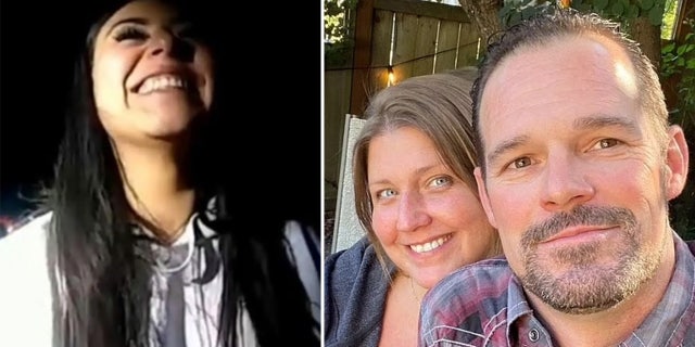 Stephanie Melgoza laughing, left car crash victims right