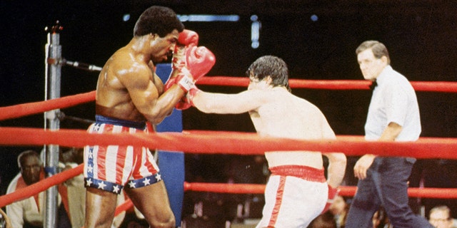 Sylvester Stallone filming a figh scene in Rocky