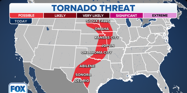 The possible threat of tornadoes