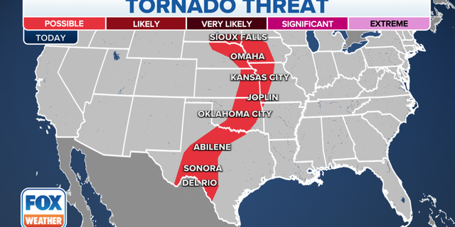 The possible threat of tornadoes