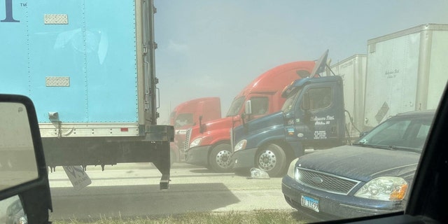 Vehicles in a dust storm