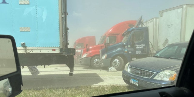 Vehicles in a dust storm