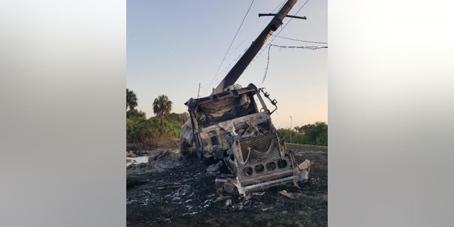 charred tanker truck