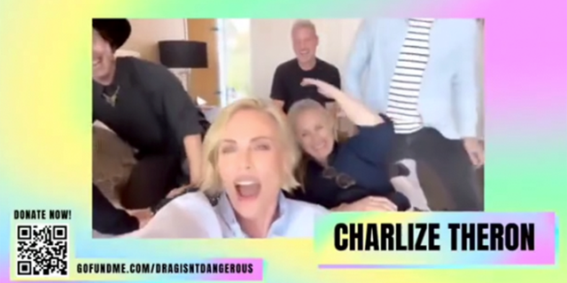 Theron and friends on camera