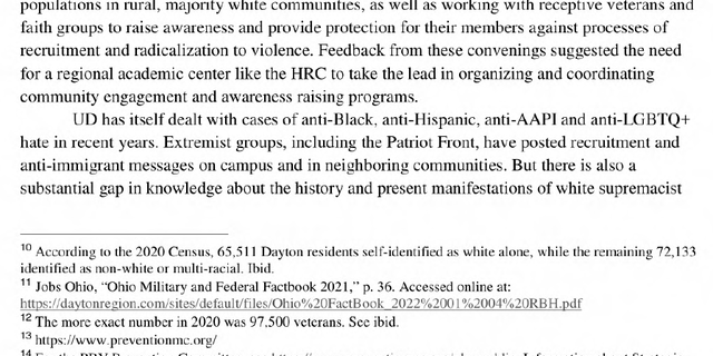 The University of Dayton pointed readers to video of a 2021 conference where the "Pyramid of Far-Right Radicalization" was presented. 