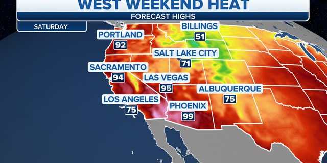 Forecast high temperatures in the West