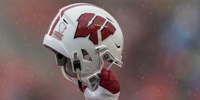 A Wisconsin football helmet
