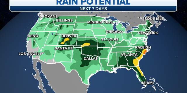 Potential rain forecast across the country