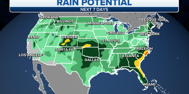 Potential rain forecast across the country