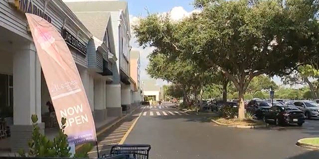 Exterior of shopping mall stores