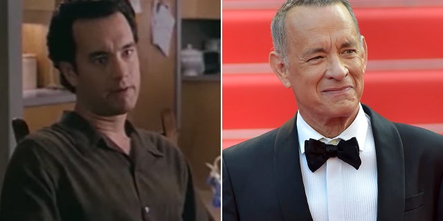 Tom Hanks then and nows split