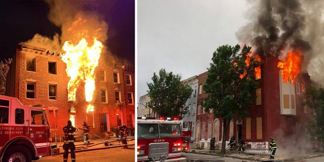 Fire pours out of vacant buildings in two Baltimore incidents