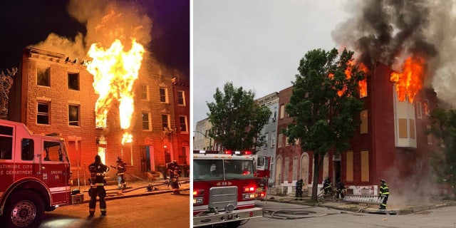 Fire pours out of vacant buildings in two Baltimore incidents