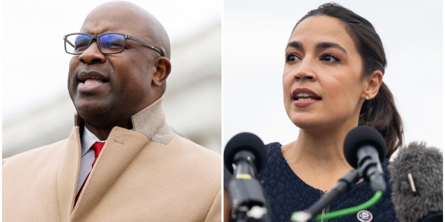 Jamaal Bowman, left Rep. Ocasio-Cortez right