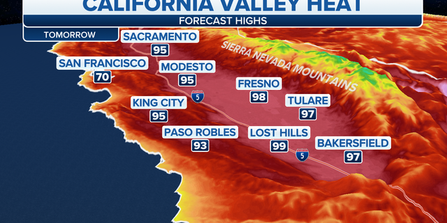 California high temperatures forecast