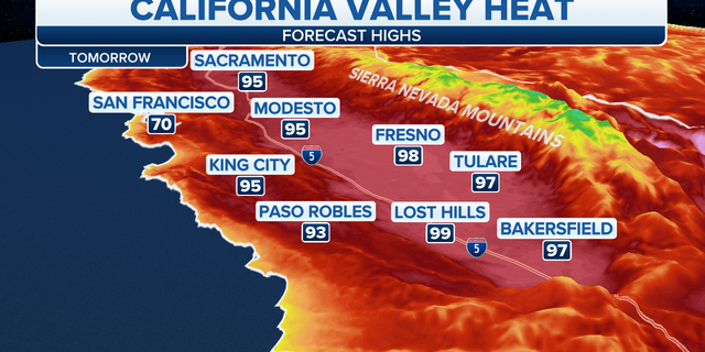 California high temperatures forecast