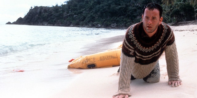 Tom Hanks in a screenshot from Cast Away