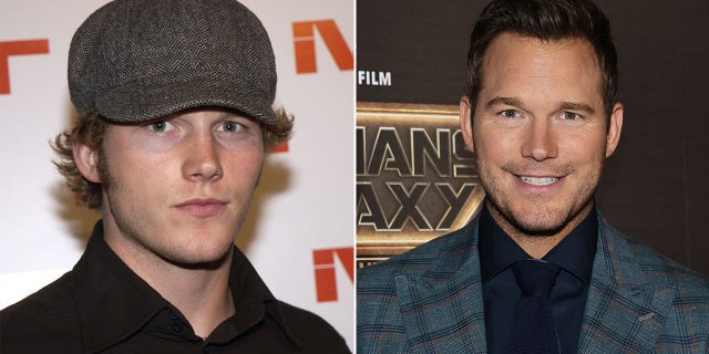 A split image of Chris Pratt in 2002 and Chris Pratt today.