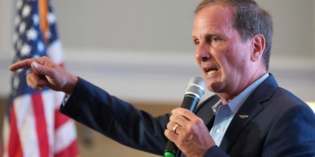 Utah Rep. Chris Stewart addresses supporters at an election night party