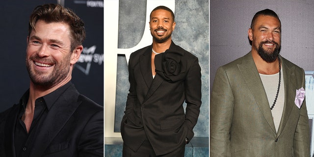 three split of Chris Hemsworth, Michael B. Jordan, and Jason Momoa