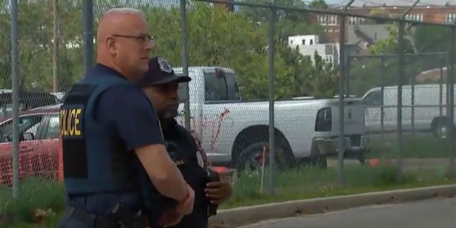 Officers outside DC mailing center