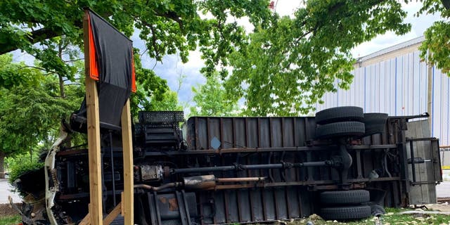 Overturned stolen truck in DC